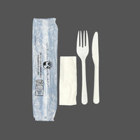 Compostable Cutlery Kit (Fork, Knife & Napkin), 250/case