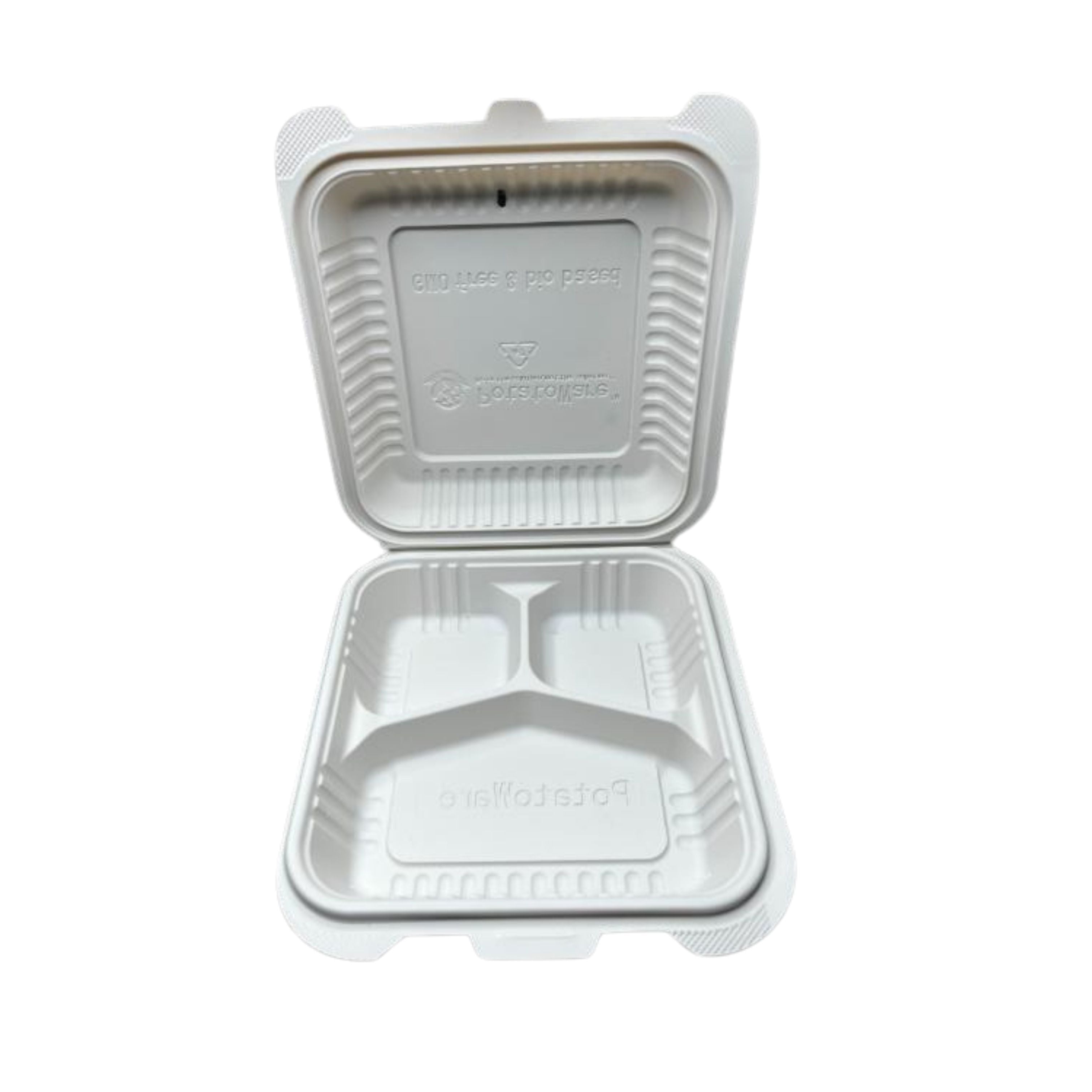 TaterWare® 8" 3 Compartment Clamshell with Vent 200/case